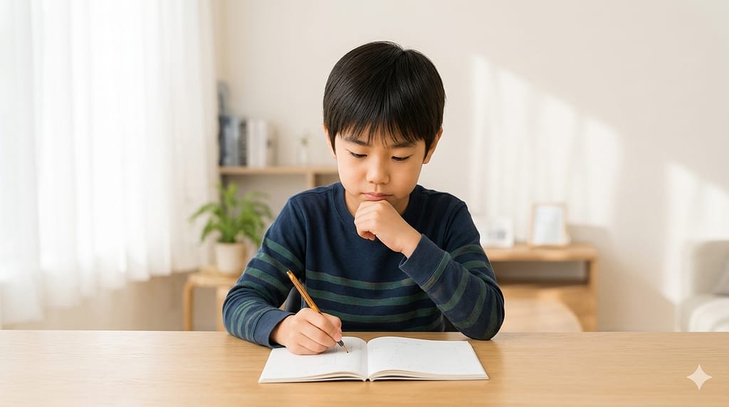 算数が苦手な小学生が問題に取り組んでいる様子